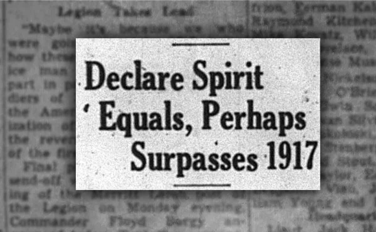 Grand sendoff for Company G - Spirt equals or surpasses 1917